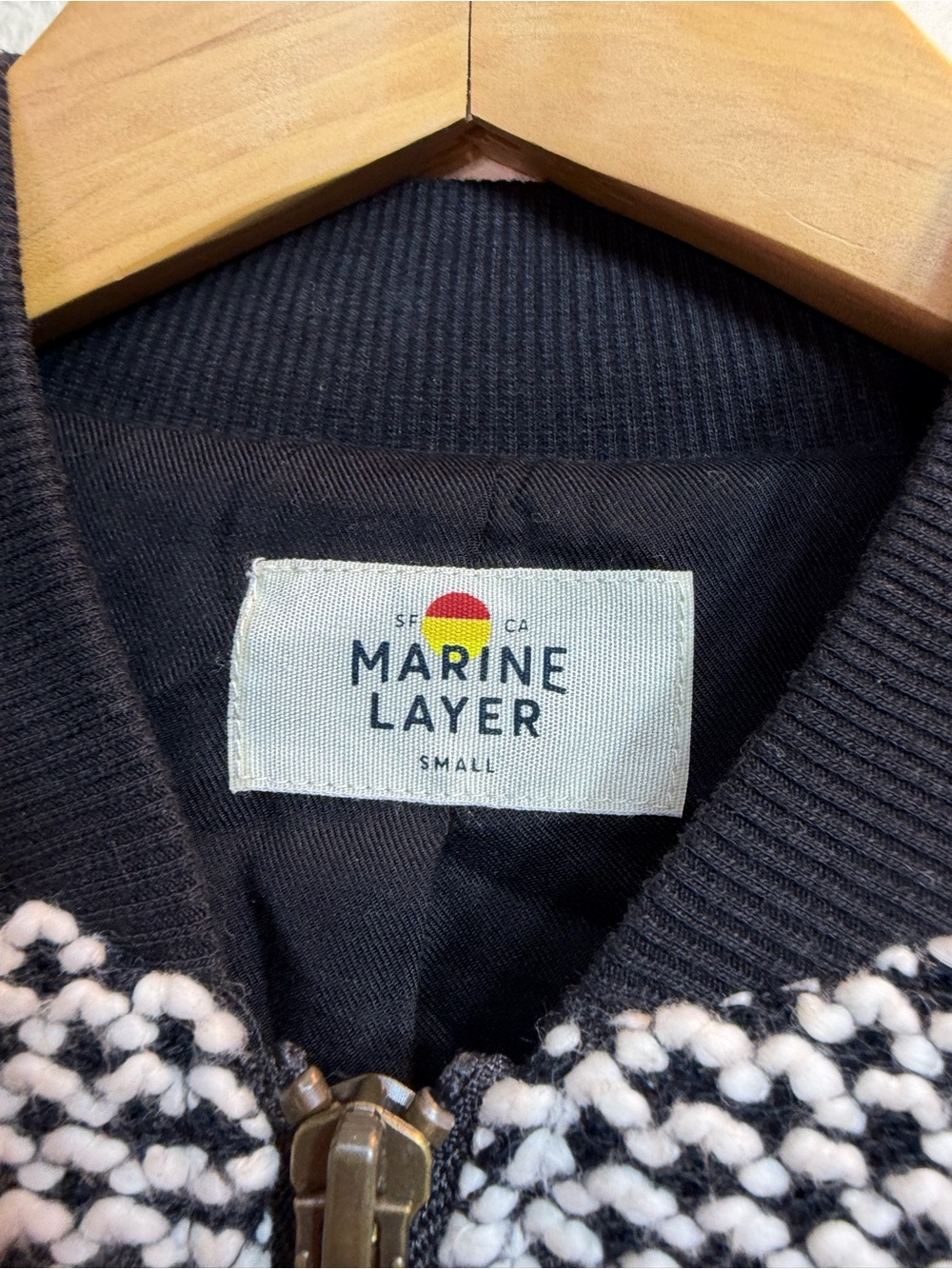 Marine Layer Birdseye Bomber Jacket Small Basic Layers Fall - Picture 5 of 6